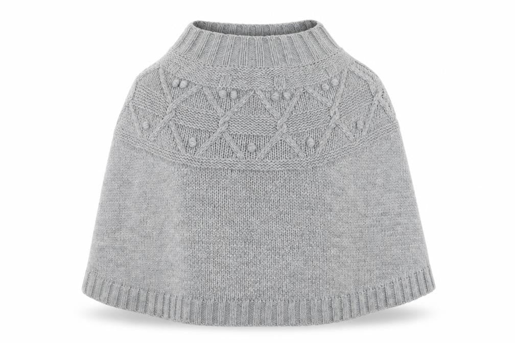 Cynthia Rowley Womens Grey Crew Neck Argyle/Diamond Acrylic Cape Jumper One Size