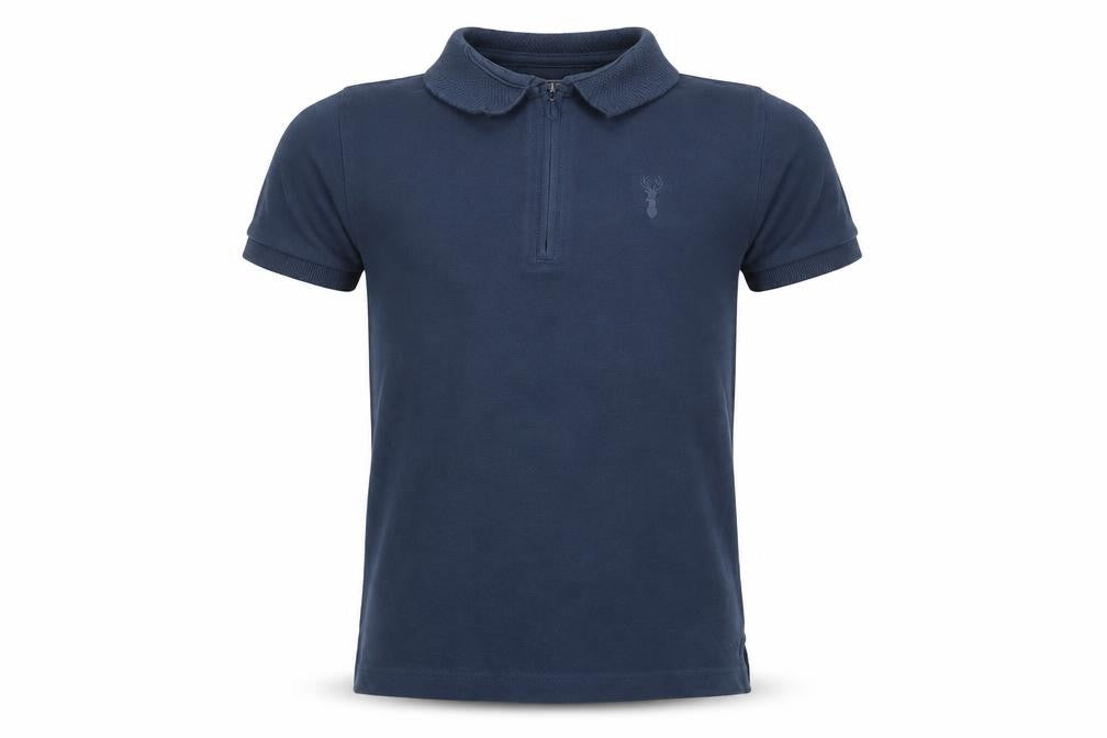 Next Boys Blue Cotton Basic Polo Size 7 Years Collared Zip