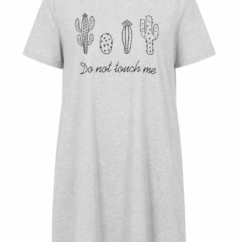 SheIn Womens Grey Polyester T-Shirt Dress Size M Round Neck Pullover - Do Not Touch Me