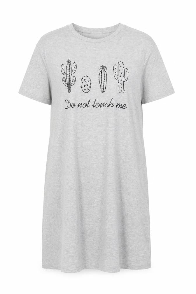 SheIn Womens Grey Polyester T-Shirt Dress Size M Round Neck Pullover - Do Not Touch Me