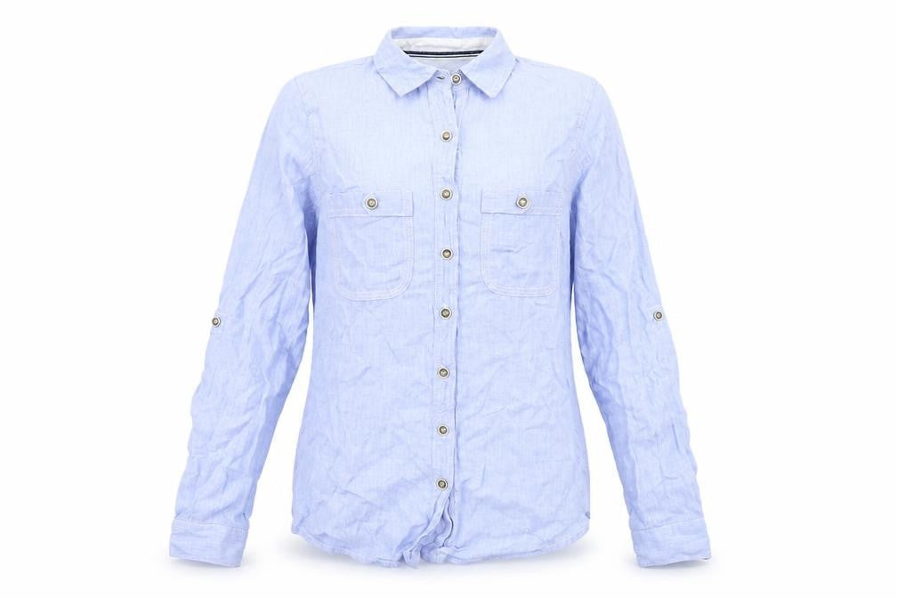 River Island Womens Blue Cotton Basic Button-Up Size 6 Collared