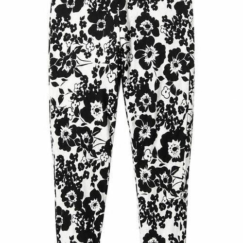F7F Womens White Floral Viscose Harem Leggings Size 12 L27 in