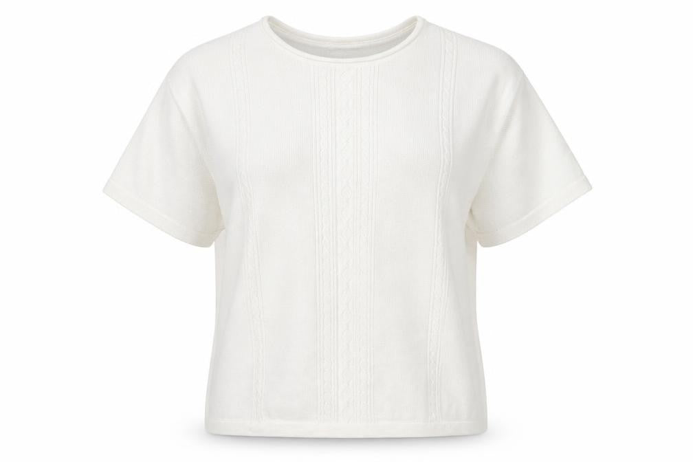 Front view of Jumper women’s white crew neck cotton jumper, size L