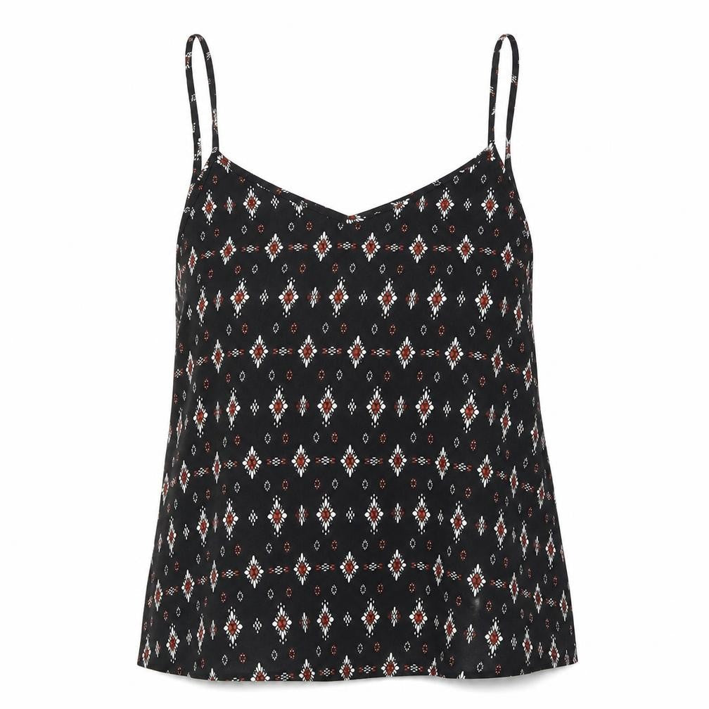 New Look Womens Black Geometric Polyester Basic Blouse Size 10 V-Neck