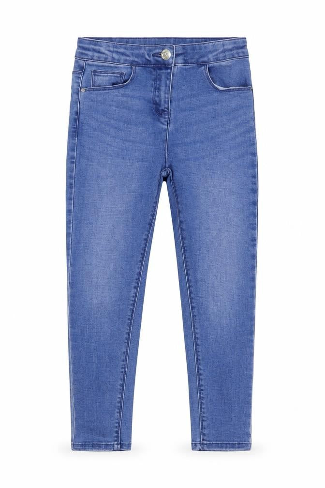 Matalan Girls Blue Cotton Skinny Jeans Size 9 Months Regular Button