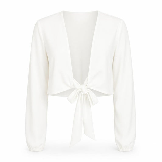 Front view of Missguided women’s white polyester basic blouse, size UK 8, v-neck