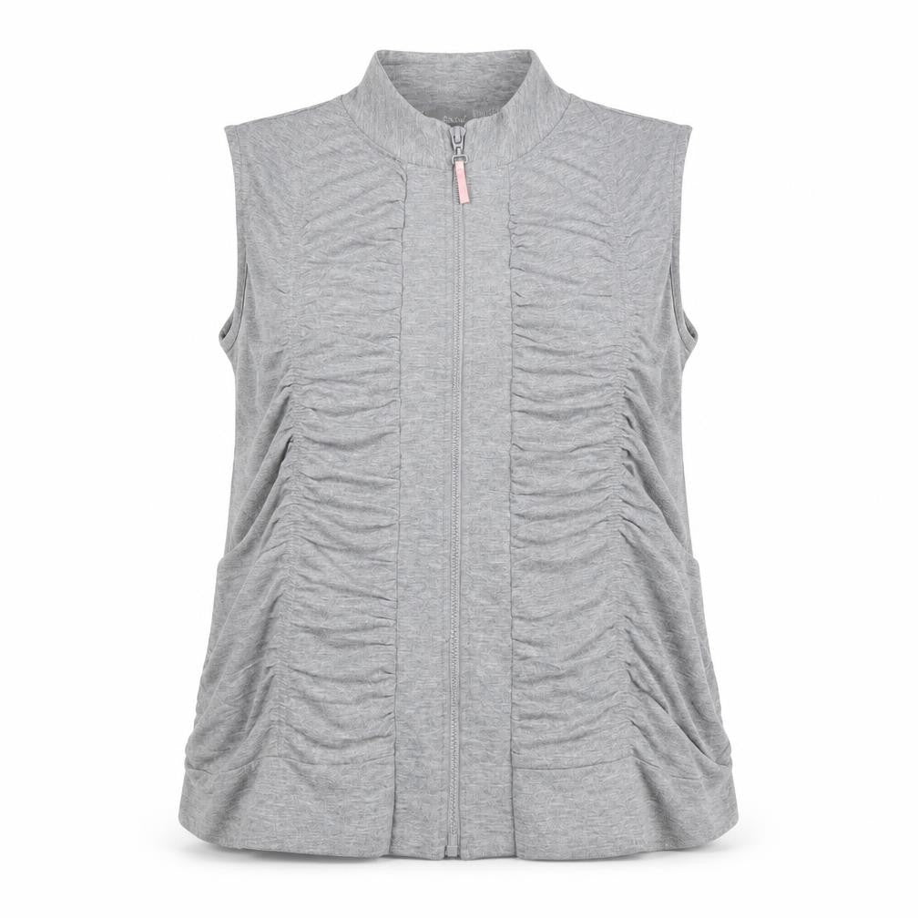 Front view of South women’s grey jacket, size UK 18, zip - ruched