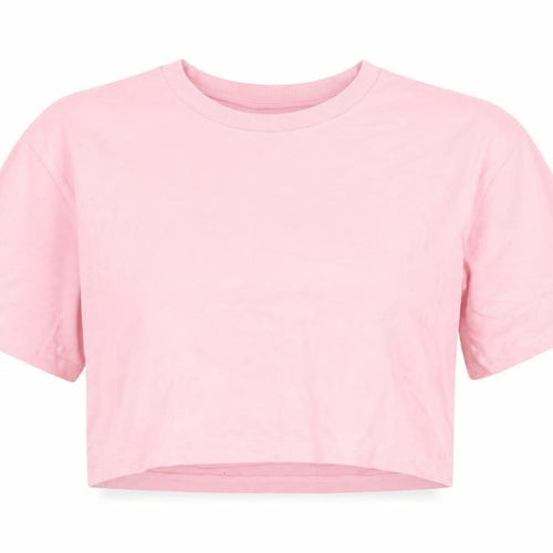 Dunnes Stores Womens Pink 100% Cotton Cropped T-Shirt Size XS Round Neck