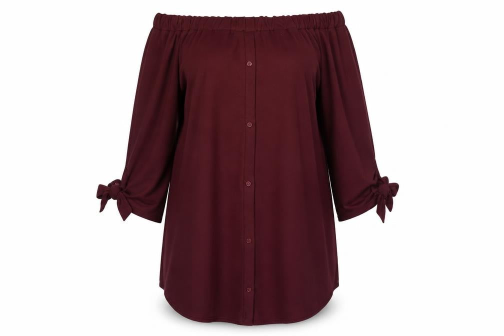 Front view of Silk women’s purple polyester shirt dress, size M, off the shoulder pullover