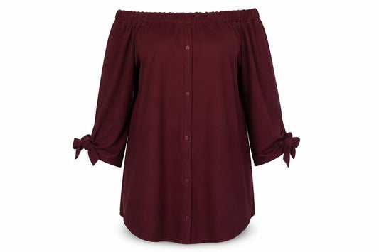 Front view of Silk women’s purple polyester shirt dress, size M, off the shoulder pullover