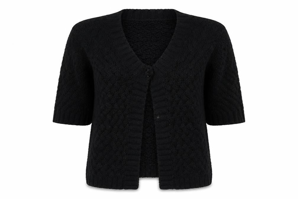 Savida Womens Black V-Neck Acrylic Cardigan Jumper Size 12