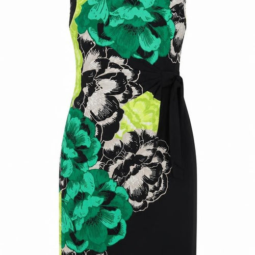 The Collection Womens Multicoloured Floral Cotton Sheath Size 12 Boat Neck Pullover - Tie Front