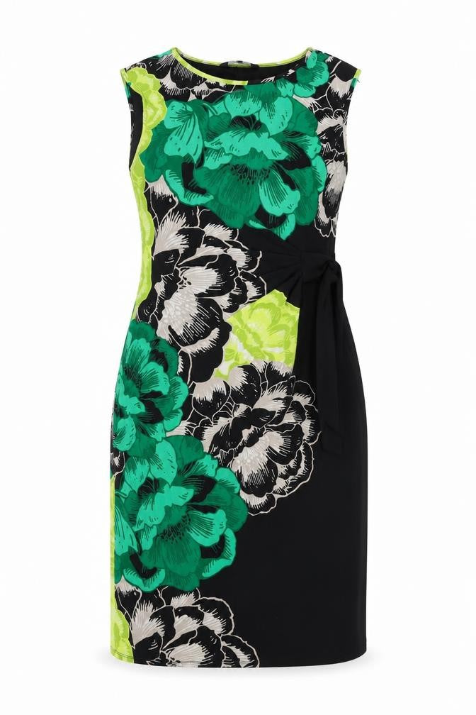 The Collection Womens Multicoloured Floral Cotton Sheath Size 12 Boat Neck Pullover - Tie Front