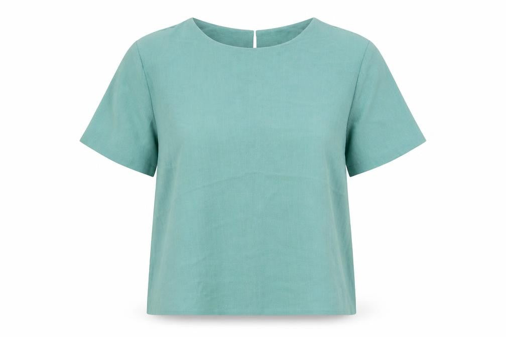 Preworn Womens Green Polyester Basic Blouse Size 24 Round Neck