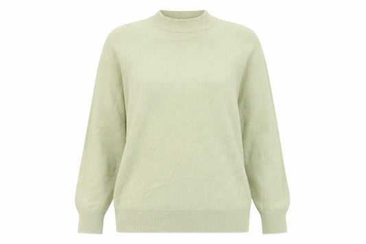 Front view of Preworn women’s green mock neck polyester jumper, size L
