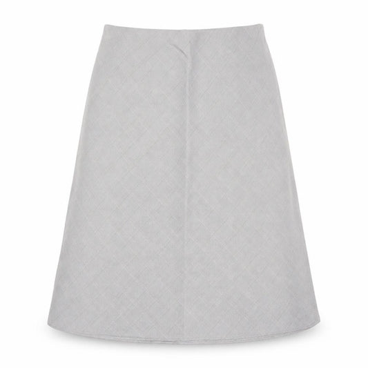 Front view of Berkertex women’s grey argyle/diamond polyester a-line skirt, size UK 16, buckle