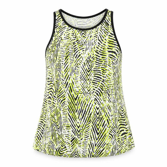 Front view of New Look women’s green geometric cotton basic tank, size UK 8, round neck