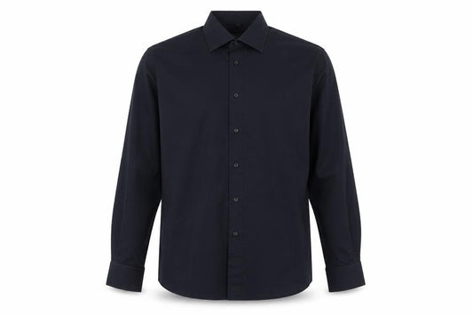 Front view of Armando men’s blue cotton button-up, size 17, collared button