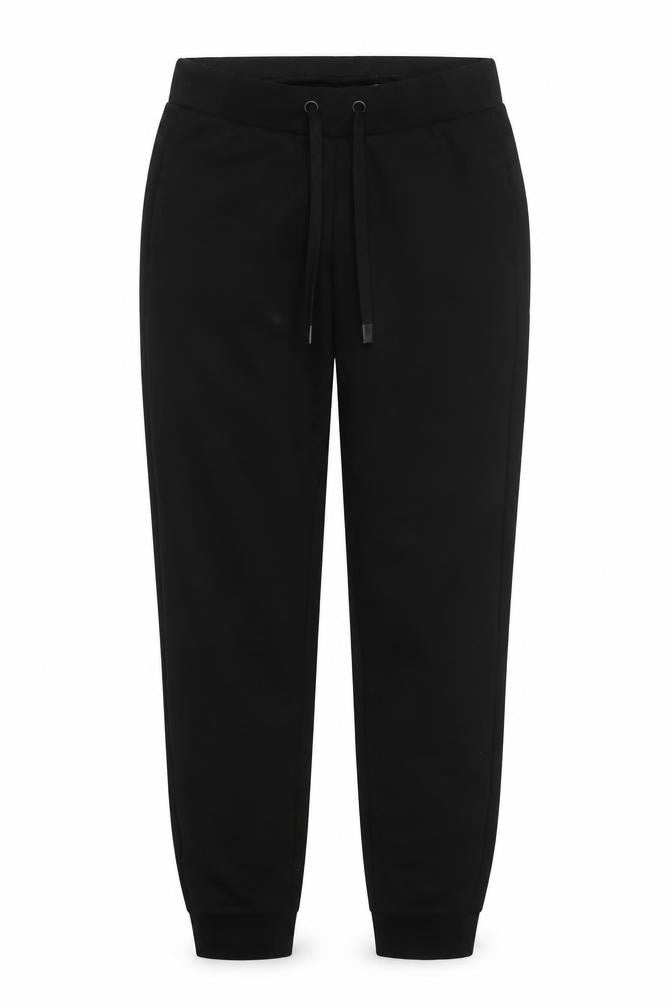Front view of Crivit women’s black polyester jogger trousers, size S, 27-inch leg regular drawstring