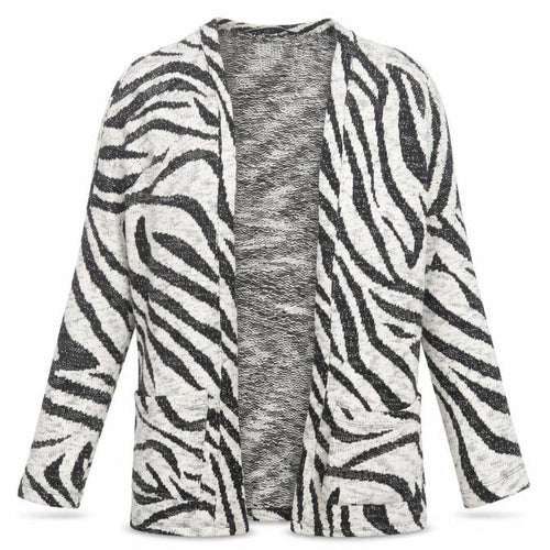 Stradivarius Womens Beige V-Neck Animal Print Cotton Cardigan Jumper Size S