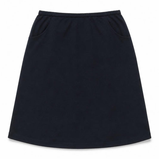 Front view of Carr Westley women’s blue acrylic a-line skirt, size UK 24