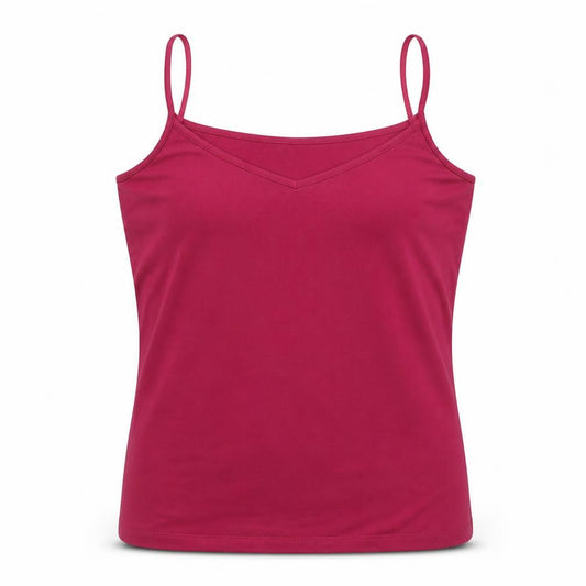 Front view of F&F women’s purple polyester basic tank, size L, v-neck