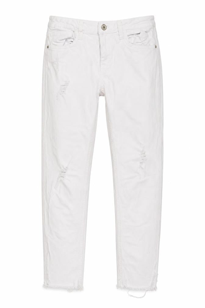 Zara Womens White Cotton Skinny Jeans Size 8 L26 in Regular Button