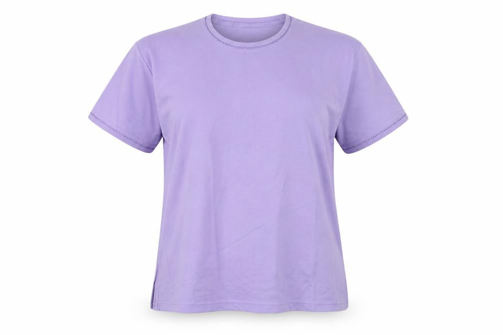 Front view of Debbie Morgan women’s purple round neck polyester jumper, size L
