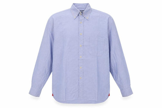 Front view of Code men’s blue cotton button-up, size 16.5 collared button