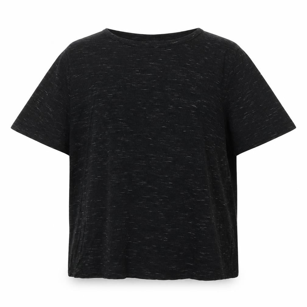 Front view of Old Navy women’s grey geometric viscose basic t-shirt, size M, round neck