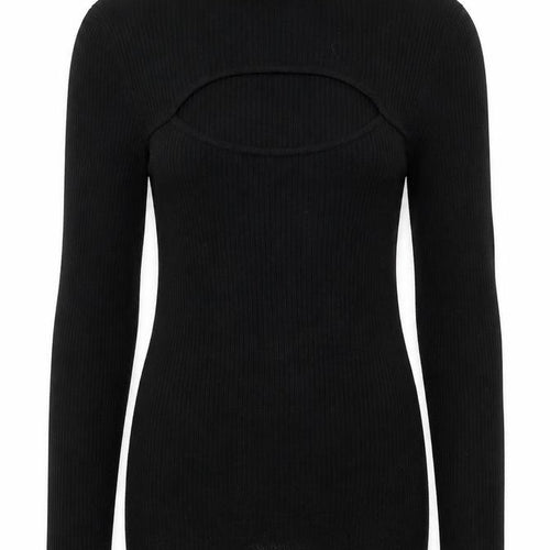 Divided by H&M Womens Black Mock Neck Viscose Pullover Jumper Size XS - Cut Out Chest