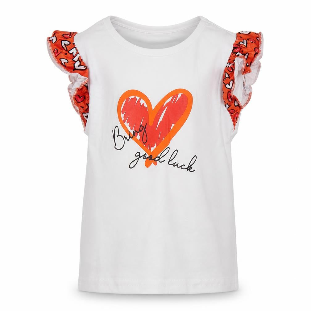 Front view of SHEIN girls’ white cotton basic blouse, size 4, years round neck - bring good luck