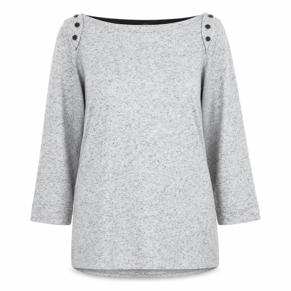 Front view of F&F women’s grey round neck polyester jumper, size UK 12