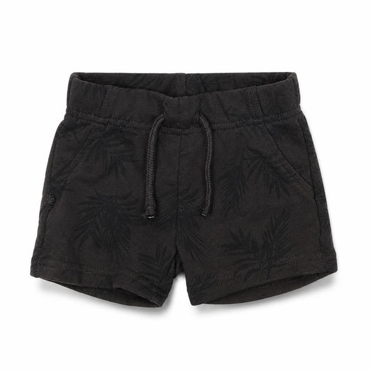 Front view of Primark boys’ brown floral cotton cropped trousers, size 0-3, months drawstring - shorts