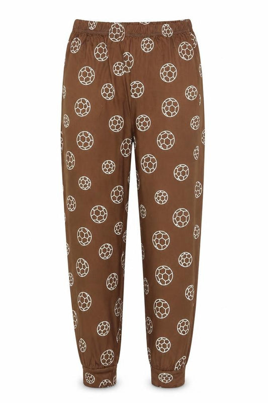 SheIn Girls Brown Geometric Polyester Jogger Trousers Size 8-9 Years Regular Pullover - Football Print