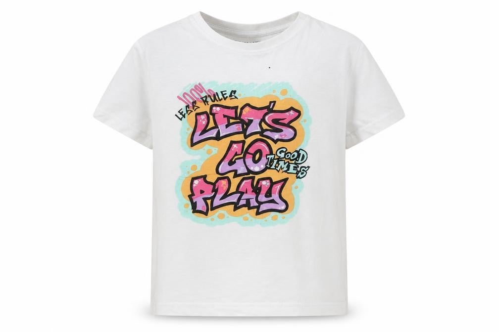 Primark Girls White Cotton Pullover T-Shirt Size 5-6 Years Crew Neck Pullover - Let's Go Play