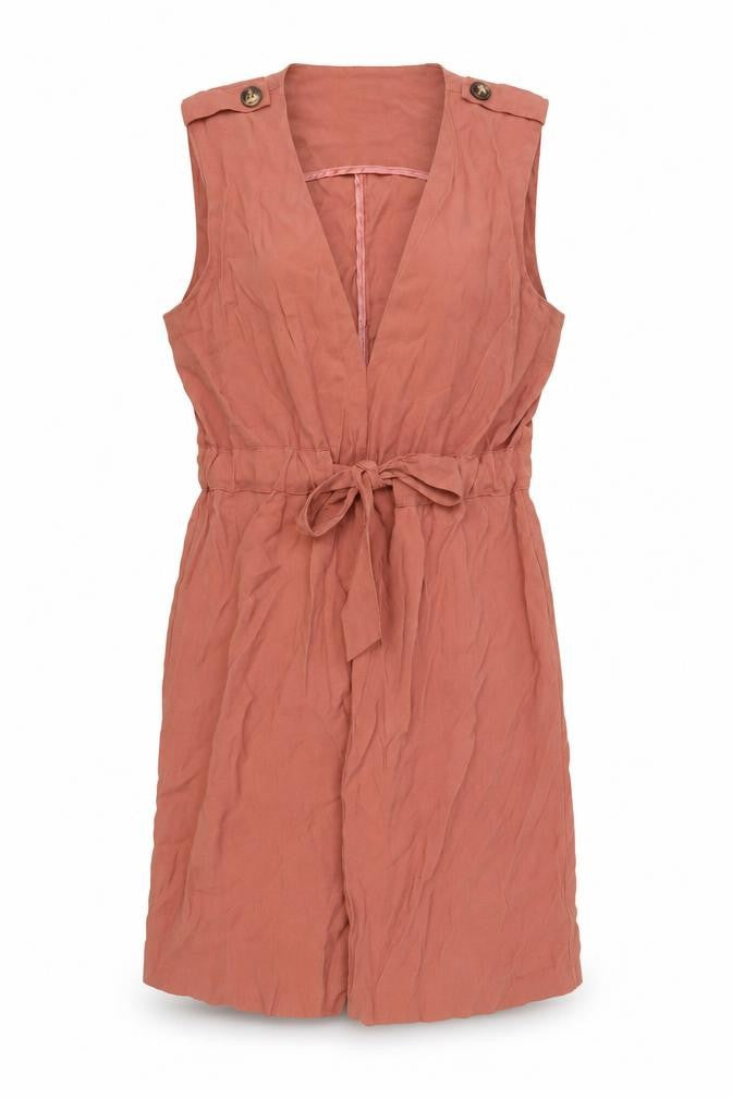 Front view of Primark women’s pink jacket waistcoat, size UK 18, tie