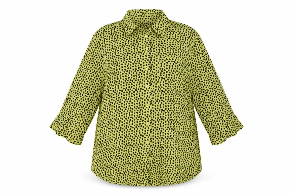 Next Womens Yellow Animal Print Viscose Basic Button-Up Size XL Collared