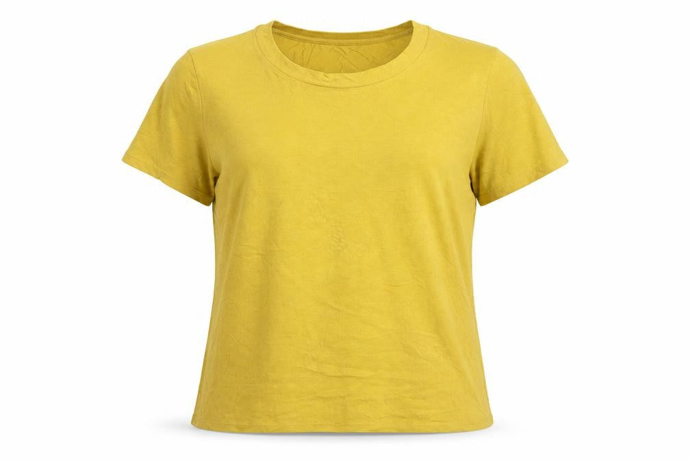 Monki Womens Yellow Modal Basic T-Shirt Size M Round Neck