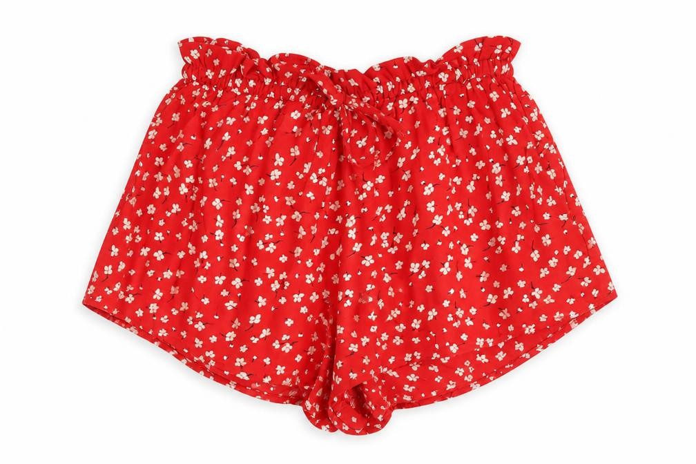 Miss Selfridge Womens Red Floral Polyester Hot Pants Shorts Size 4 L3 in Regular Drawstring