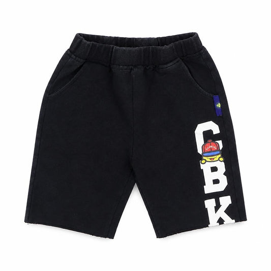 Ciboo Kids Boys Black Cotton Sweat Shorts Size 4-5 Years Regular Drawstring - Logo
