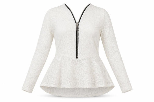 Front view of V London women’s white polyester basic blouse, size S, v-neck