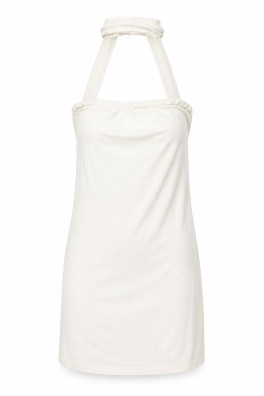 Front view of PRETTYLITTLETHING women’s white polyester basic blouse, size UK 8, halter