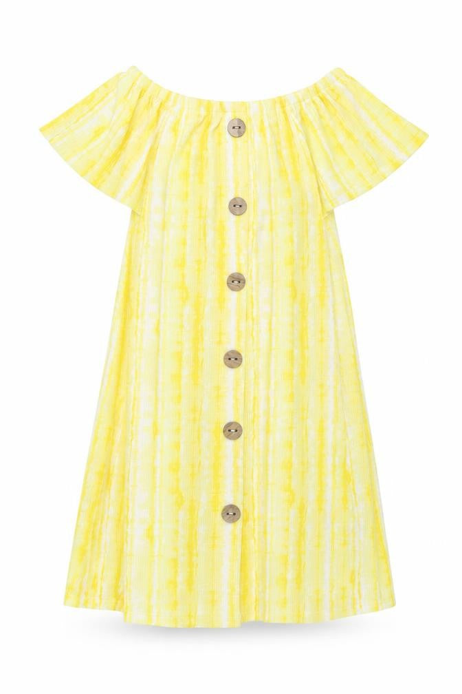 Front view of F&F women’s yellow polyester a-line, size UK 8, square neck pullover