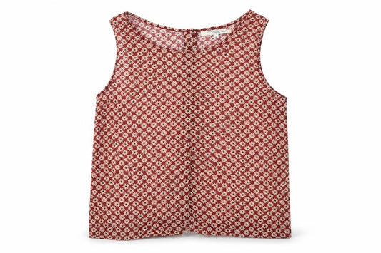 Front view of New Look women’s red floral polyester basic tank, size M, round neck