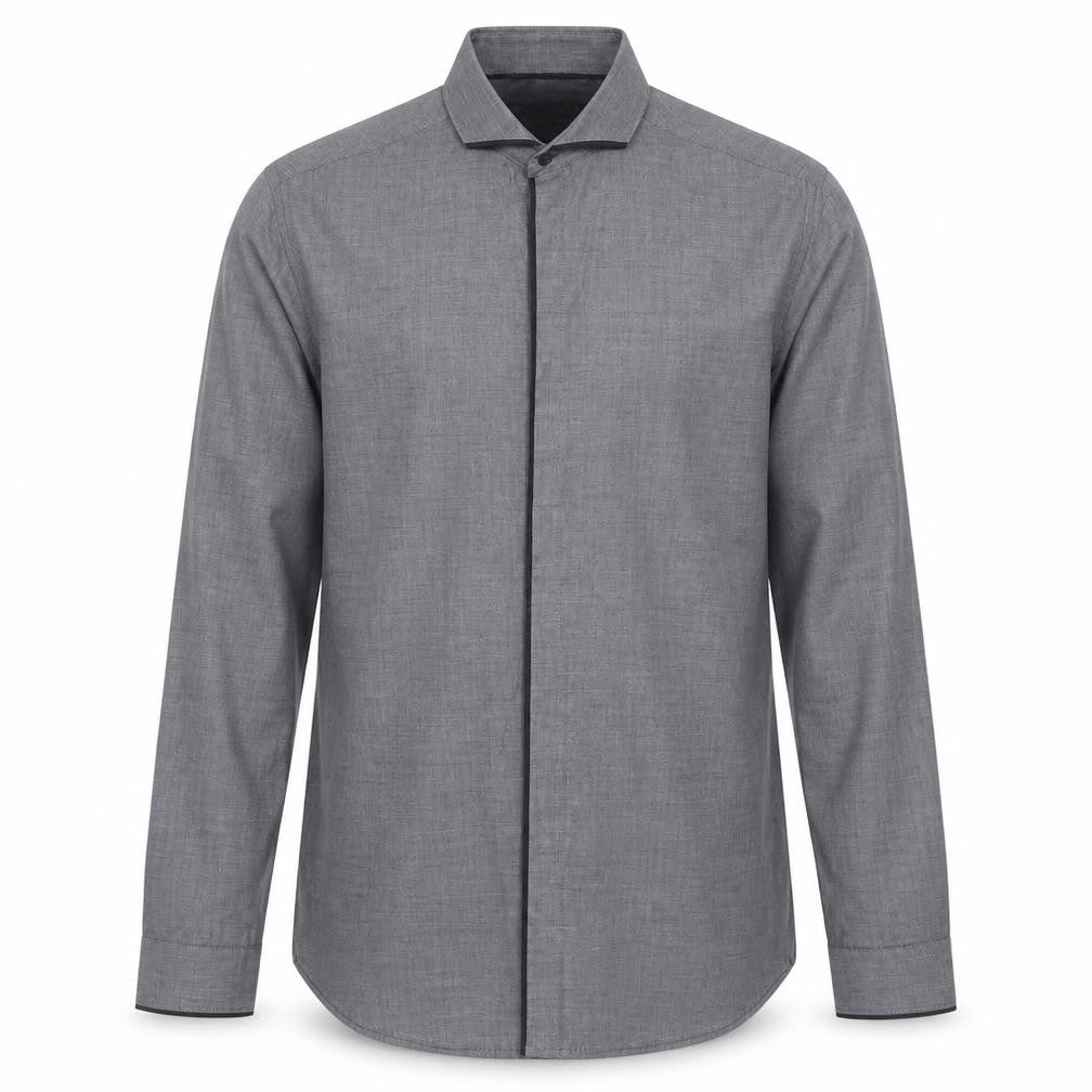 Cedarwood State Mens Grey Polyester Button-Up Size 14.5 Collared Button