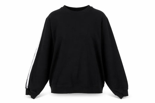 Front view of ASOS women’s black cotton pullover sweatshirt, size UK 8, pullover