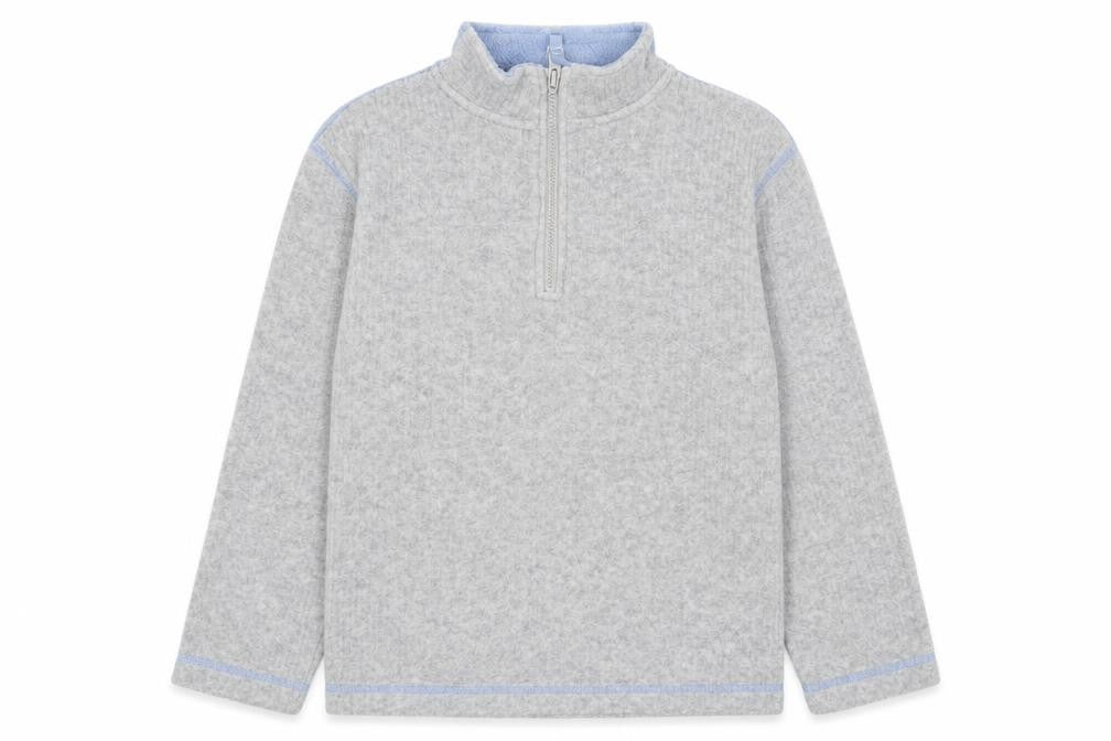 Front view of Ladybird boys’ grey polyester pullover sweatshirt, size 9-10, years zip