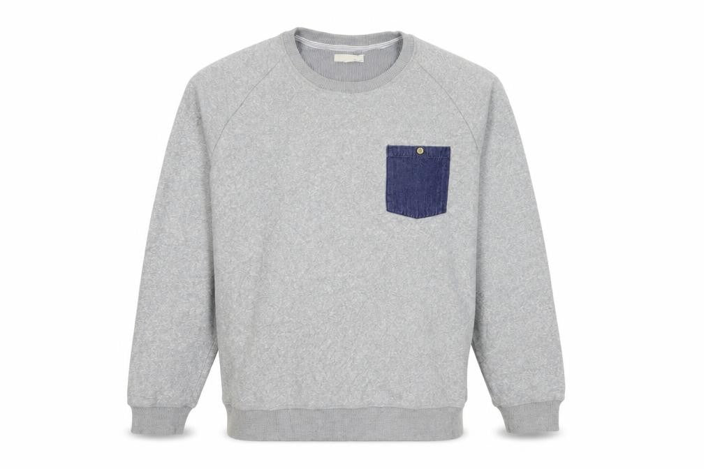Front view of SUIT men’s grey cotton pullover sweatshirt, size L