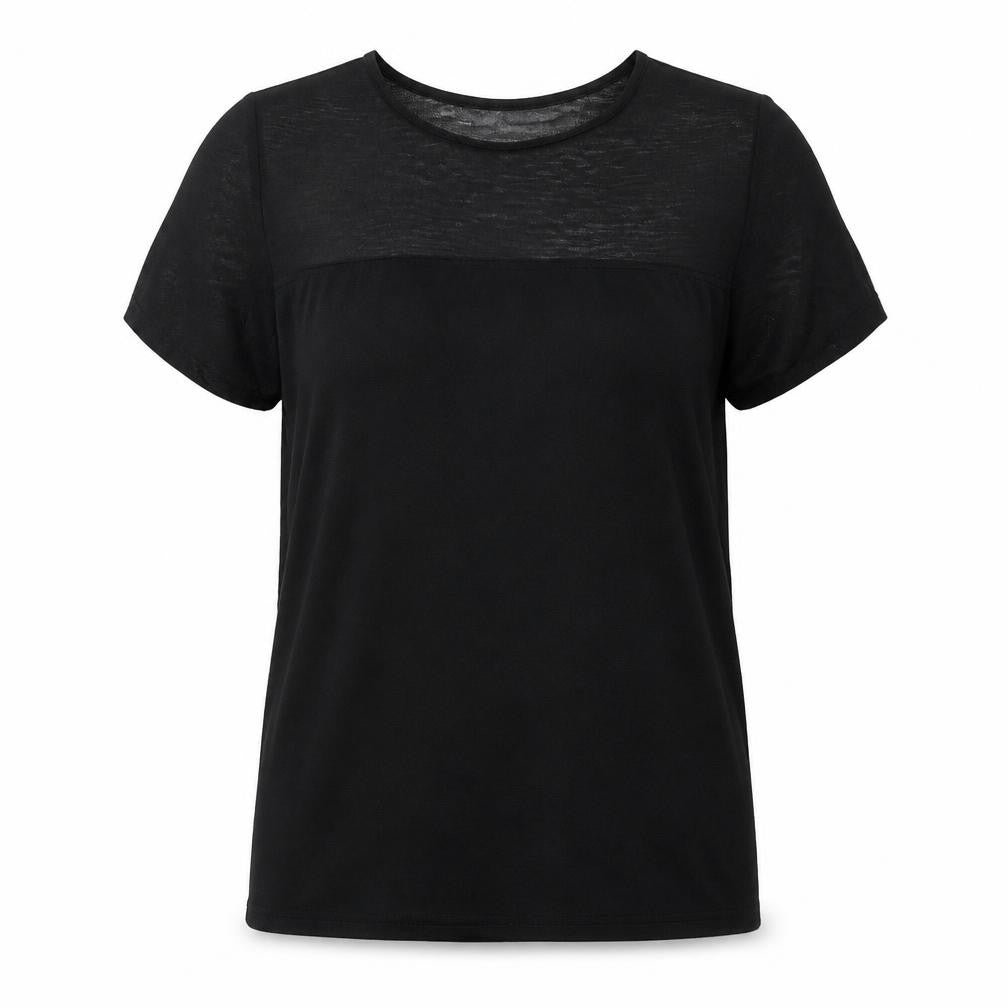 Noisy May Womens Black Polyester Basic T-Shirt Size S Round Neck